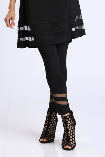 Black Soft Knit With Double Mesh Stripe Pants